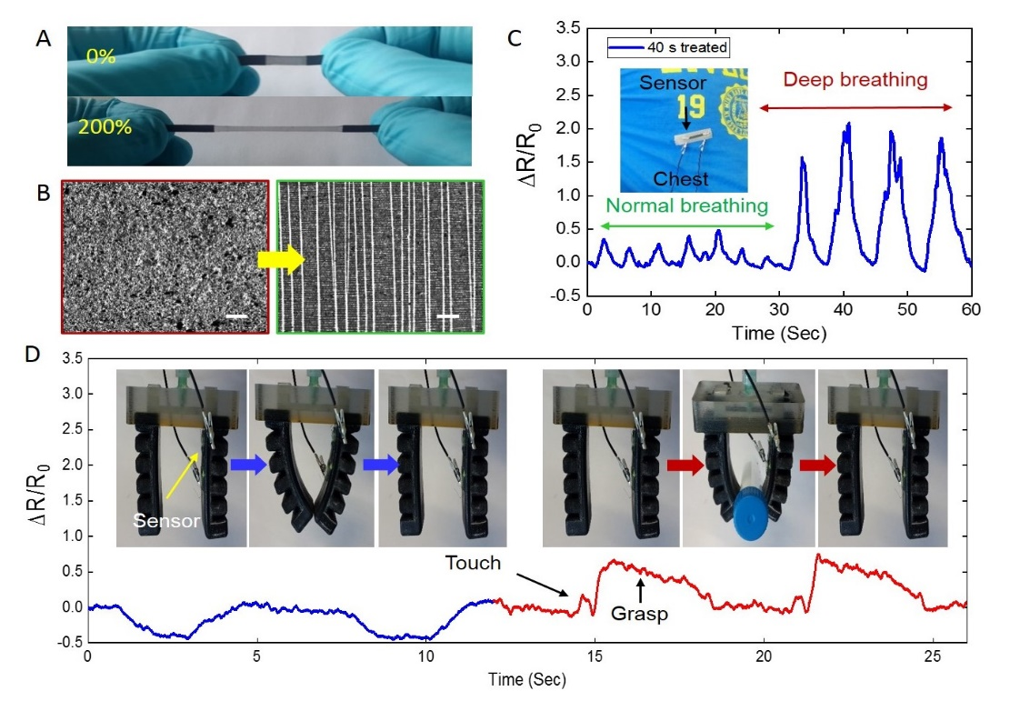 Highly stretchable and ultrasensitive strain sensors